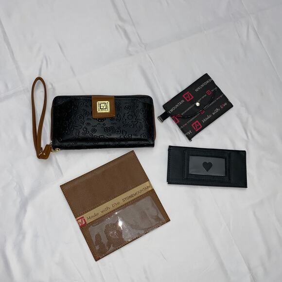 Stone Mountain Leather Blend Wallet Bundle ID Cardholder Engraved Floral Western - Picture 11 of 12
